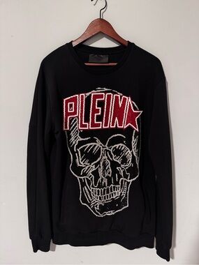 Limited Edition Black Skull Rhinestone Phillip Plein Sweater